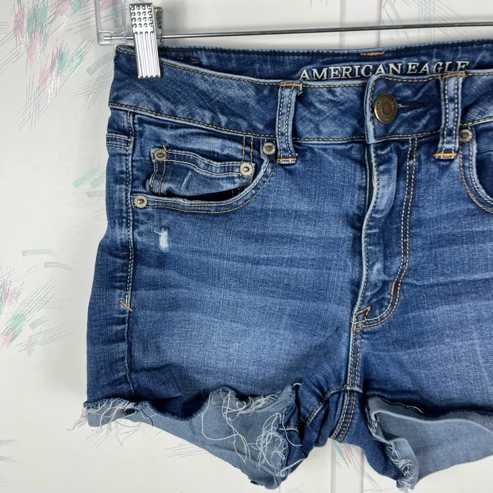 American Eagle Outfitters Hi-Rise Shortie Shorts Super Super Stretch 6 - Picture 2 of 10